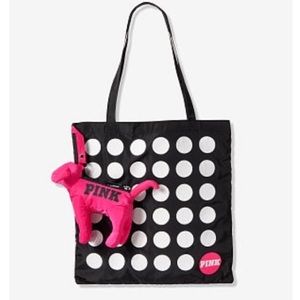 Packable tote bag dog keychain